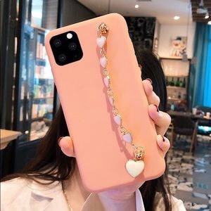 iphone 12 Pro Max 11 XR Case Heart Wrist Bracelet